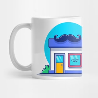 Barber Shop Building With Mustache Mug